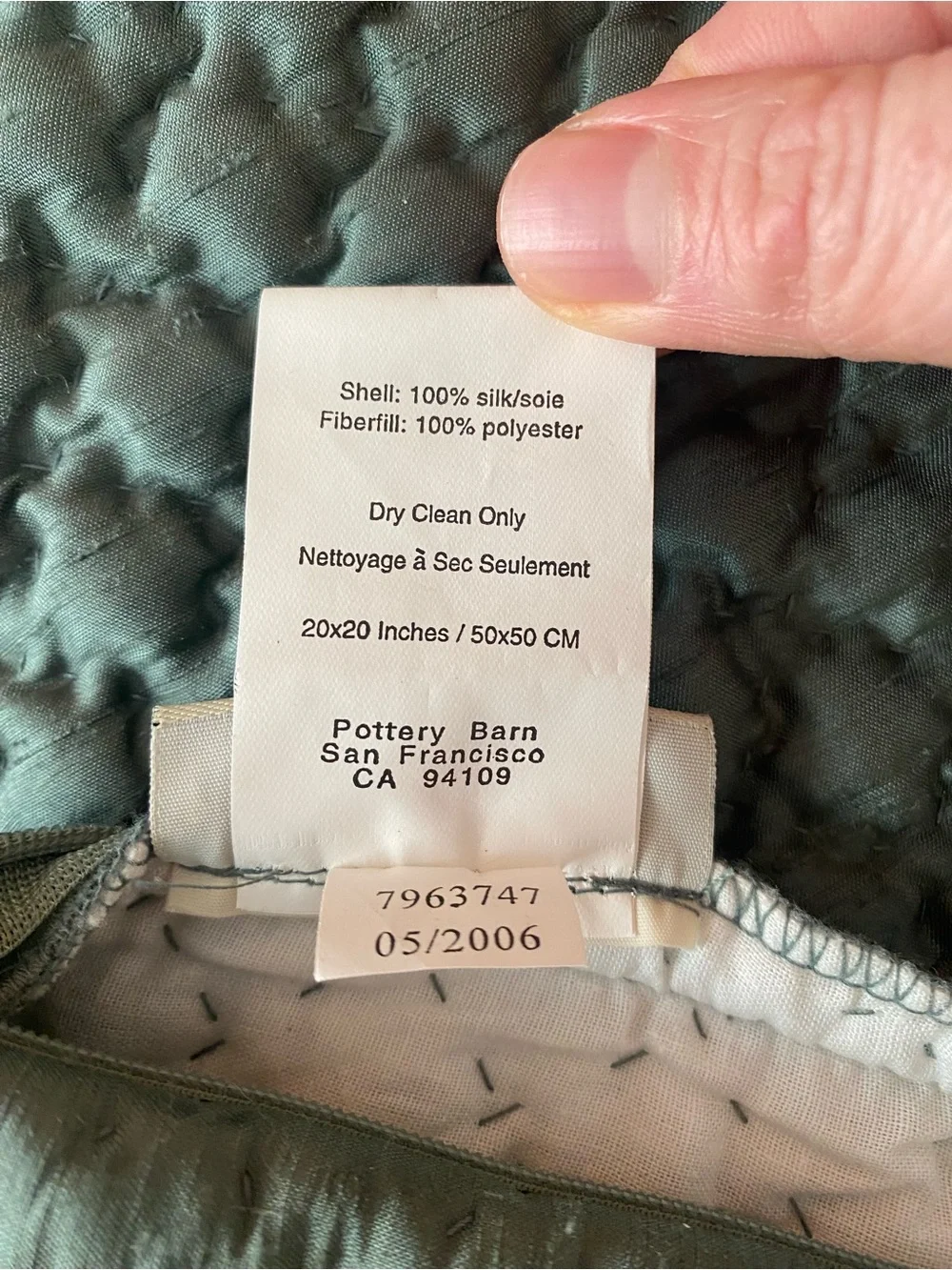 Pottery Barn Quilted Throw Pillow Covers in Sage Green